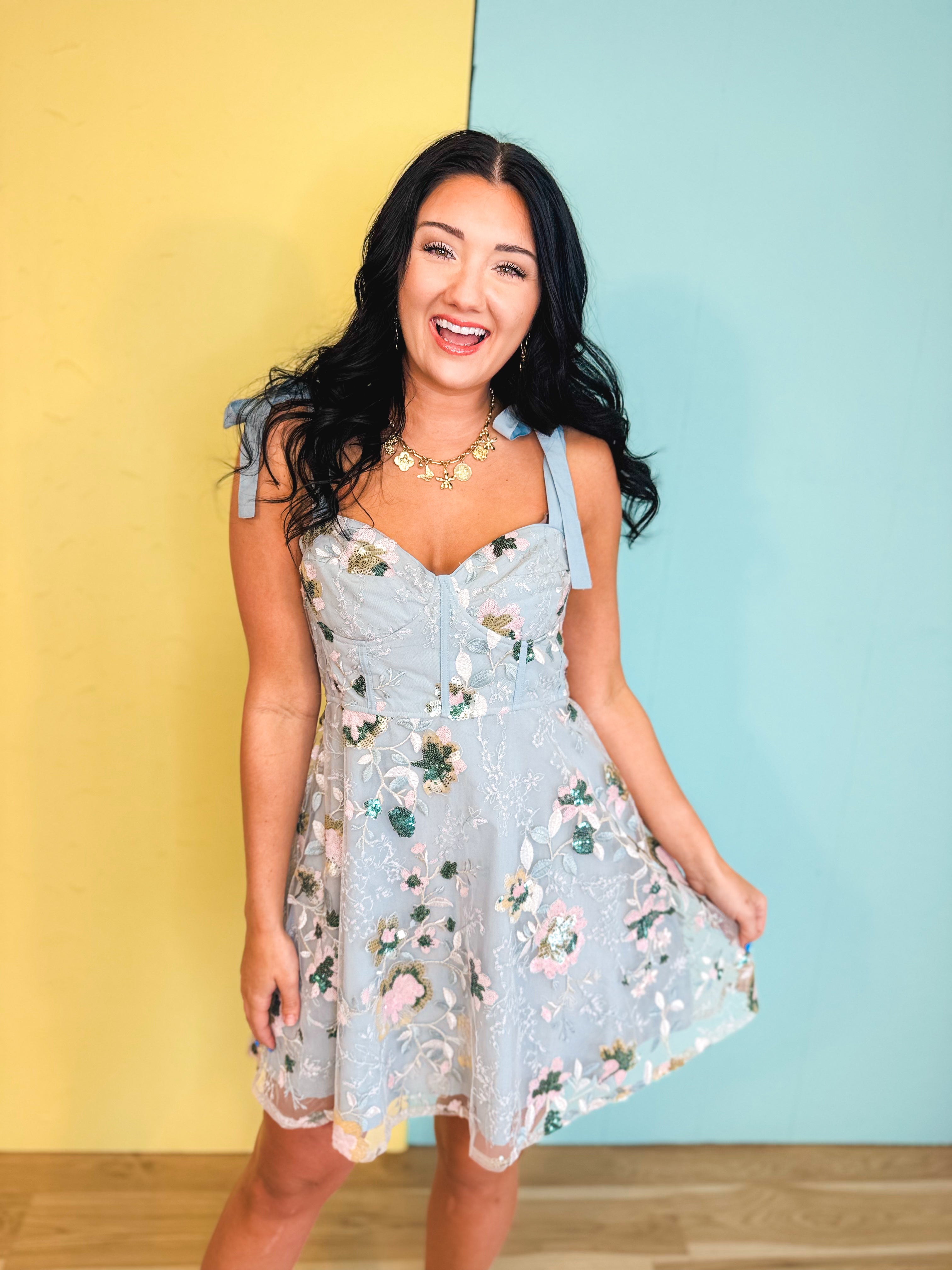 Sequin Embroidered Mini Dress