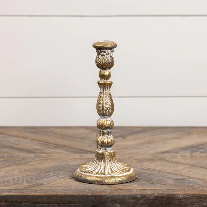 Aged Taper Candlestick 9.5" - Lace and Grace Boutique