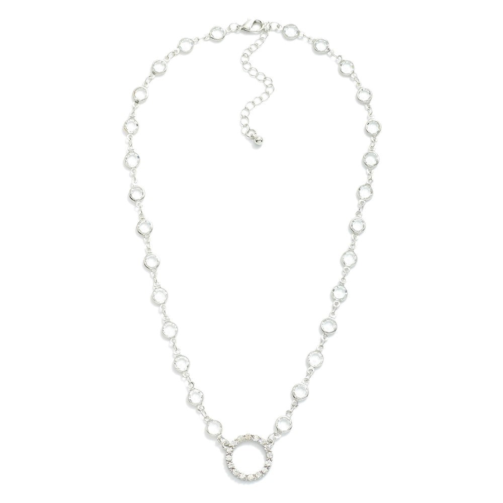 Linked Glass Crystal Necklace - Silver - Lace and Grace Boutique