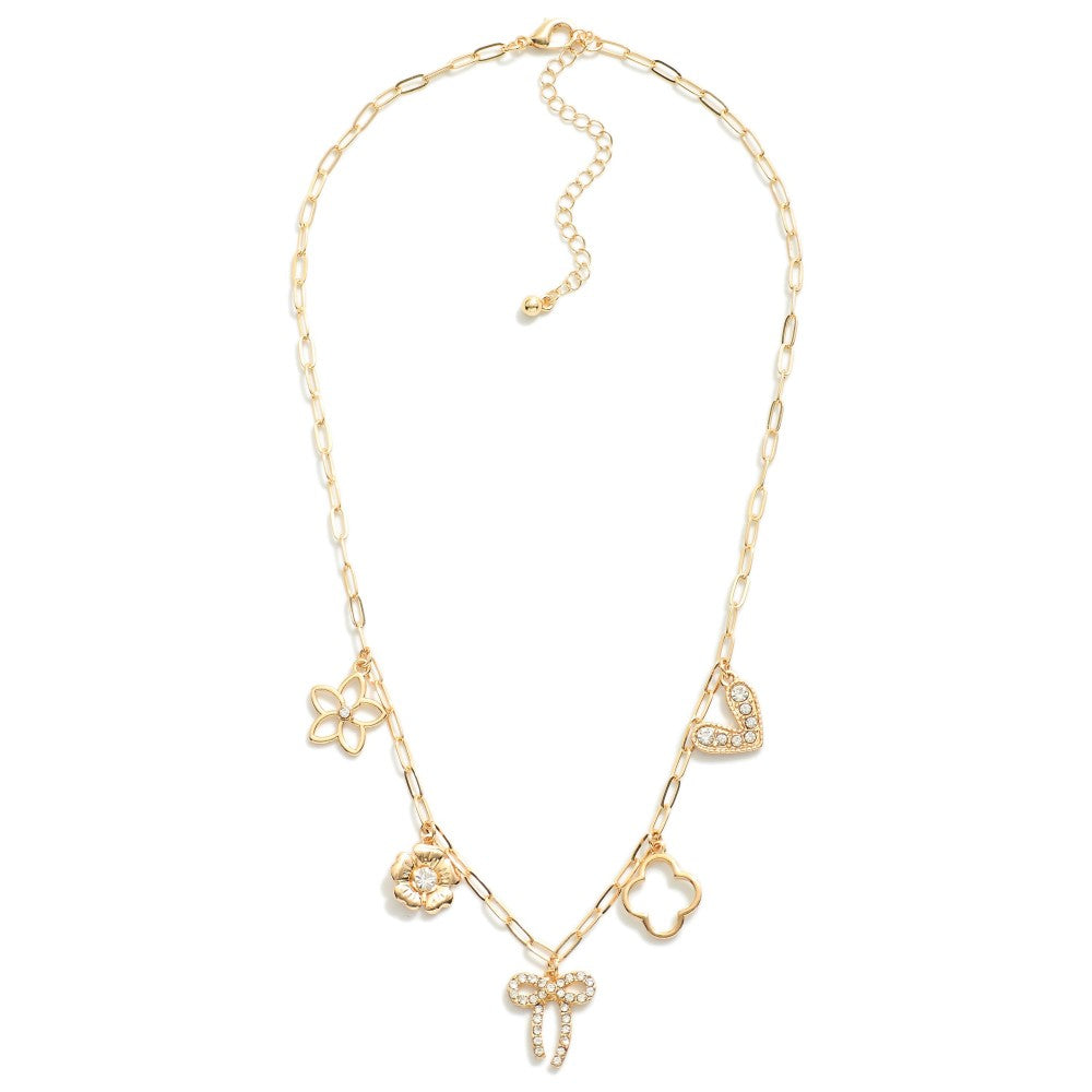 Paperclip Chain Girly Charms Necklace - Lace and Grace Boutique