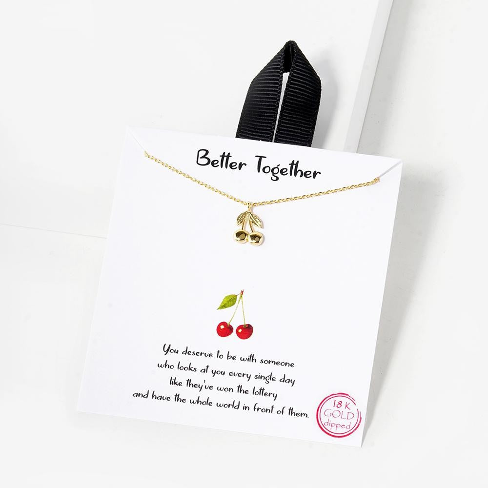 Dainty Pendant Cherry Pendant Necklace - Lace and Grace Boutique