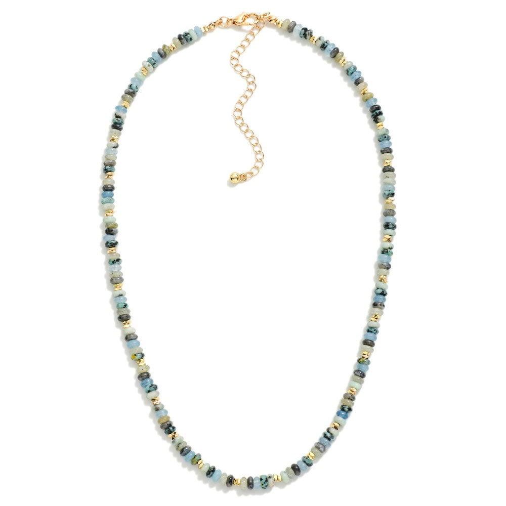 Beaded Stone Candy Necklace - Gray - Lace and Grace Boutique
