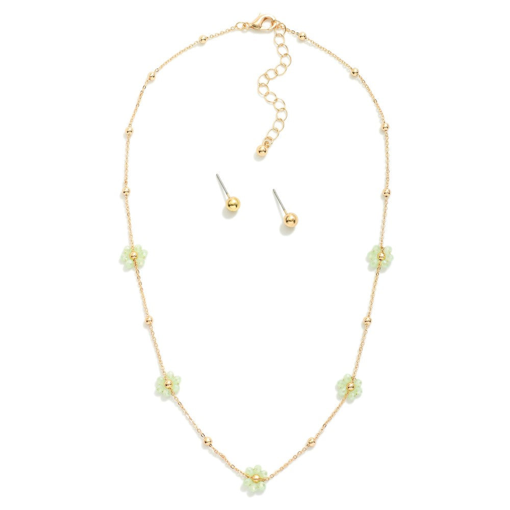 Dainty Flower Necklace - Mint - Lace and Grace Boutique