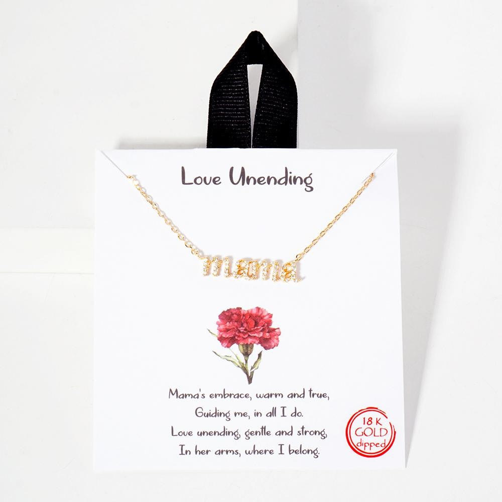 Rhinestone Mama 18K Gold Dipped Necklace - Lace and Grace Boutique