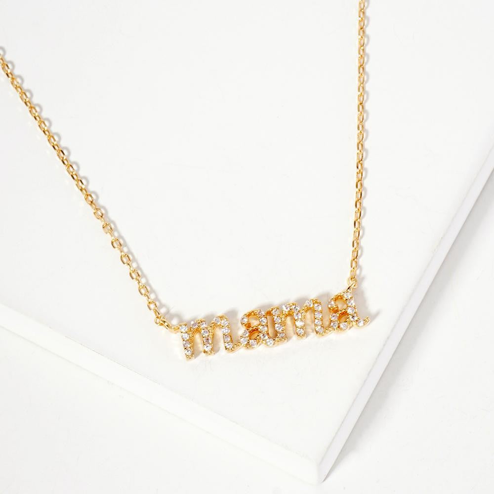 Rhinestone Mama 18K Gold Dipped Necklace - Lace and Grace Boutique