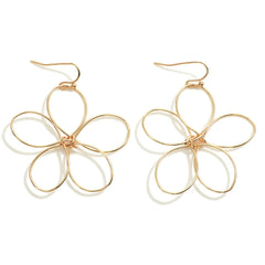 Flower Dangle Earrings - Gold - Lace and Grace Boutique