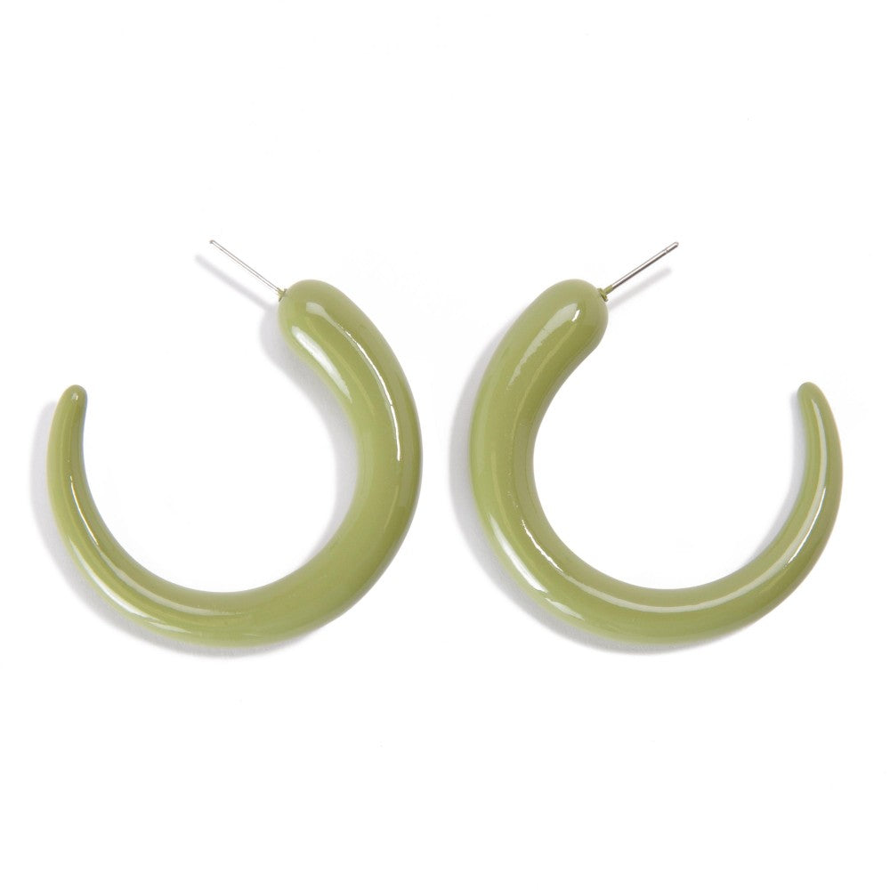 Solid Color Hoop Earrings - Olive - Lace and Grace Boutique