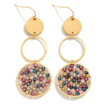 Linked Faceted Beaded Drop Earrings - Dark Multi - Lace and Grace Boutique