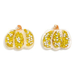 Glitter Pumpkin Post Drop Earrings - Yellow - Lace and Grace Boutique