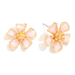 Flower Iridescent Stud Earrings - Pink - Lace and Grace Boutique