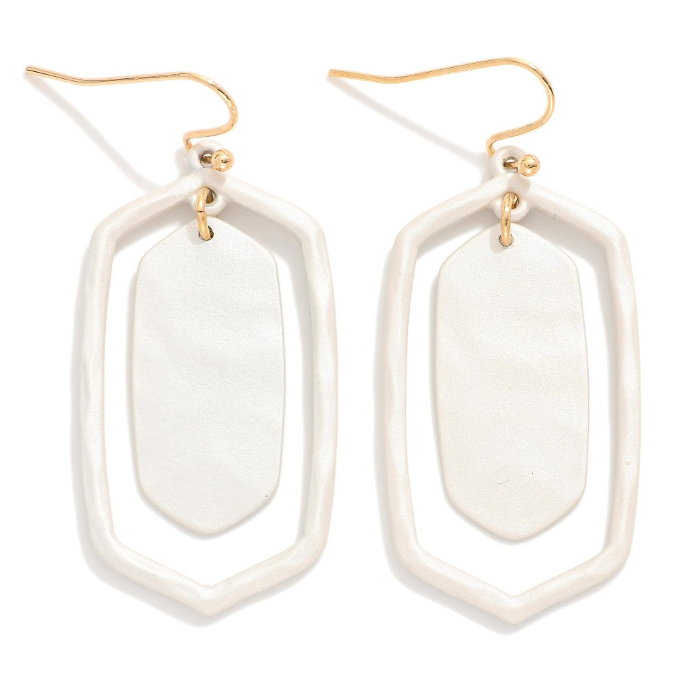 Geometric Layered Earrings - White - Lace and Grace Boutique