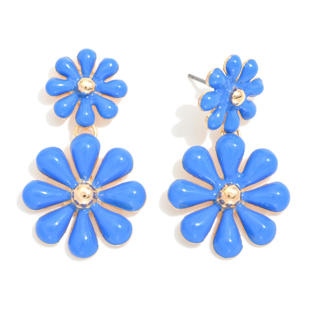 Blue Drop Flower Earrings - Lace and Grace Boutique