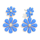 Blue Drop Flower Earrings - Lace and Grace Boutique