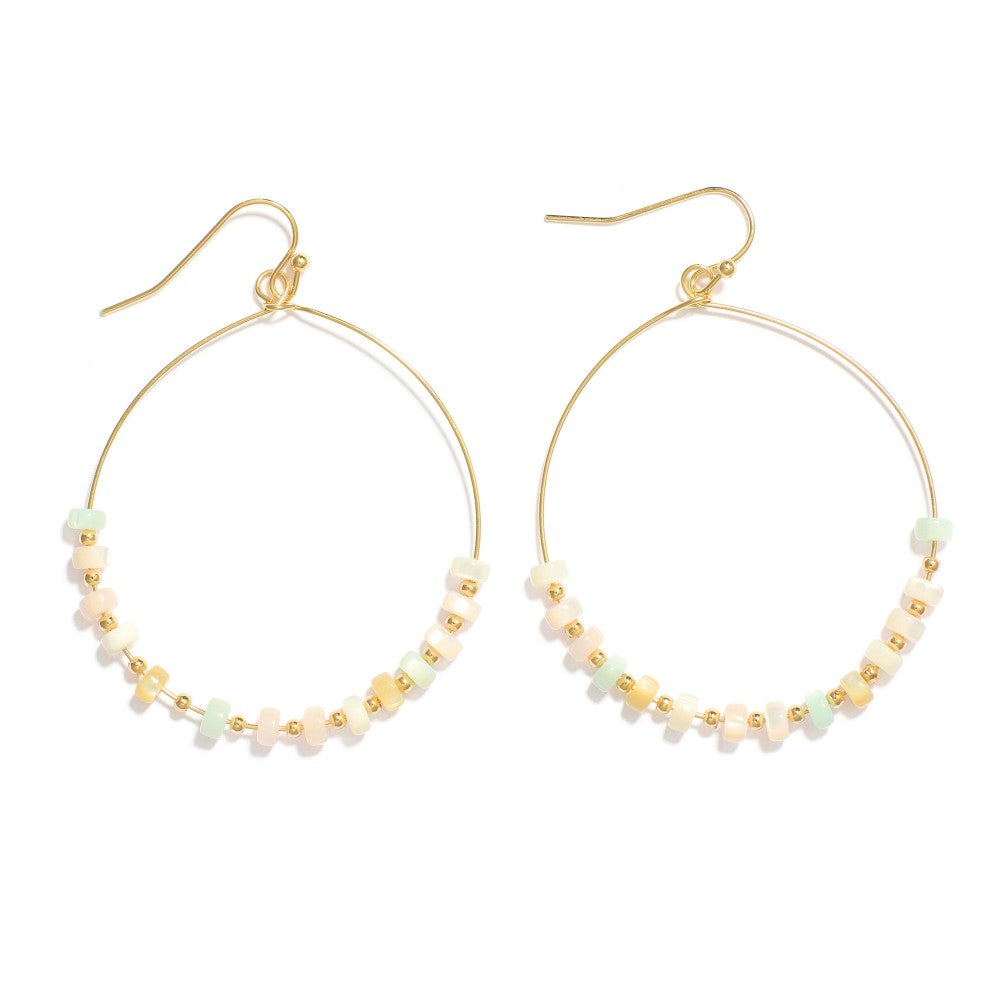 Pastel Beaded Hoop Drop Earrings - Lace and Grace Boutique