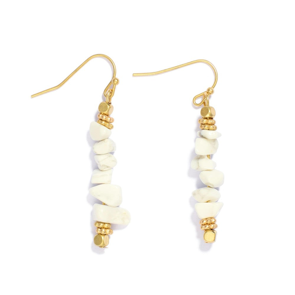 Beaded Stone Drop Earrings - Lace and Grace Boutique