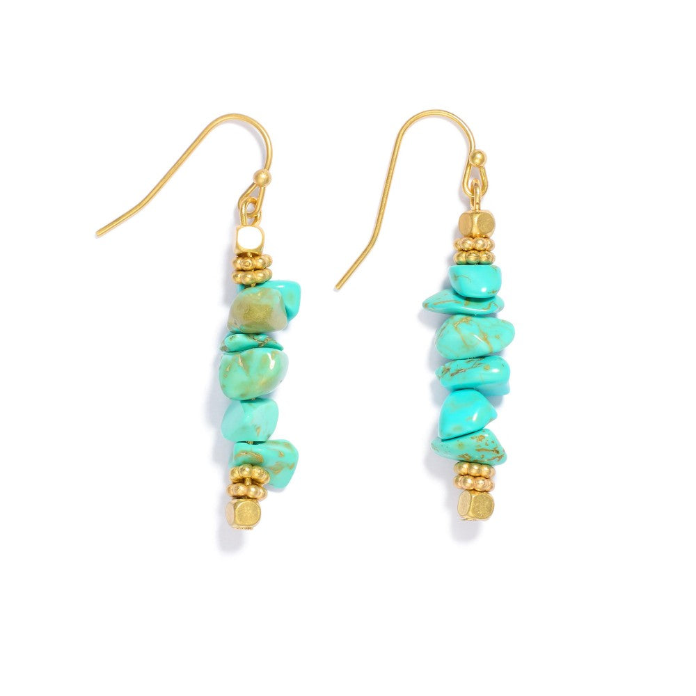 Turquoise Stone Beaded Drop Earrings - Lace and Grace Boutique