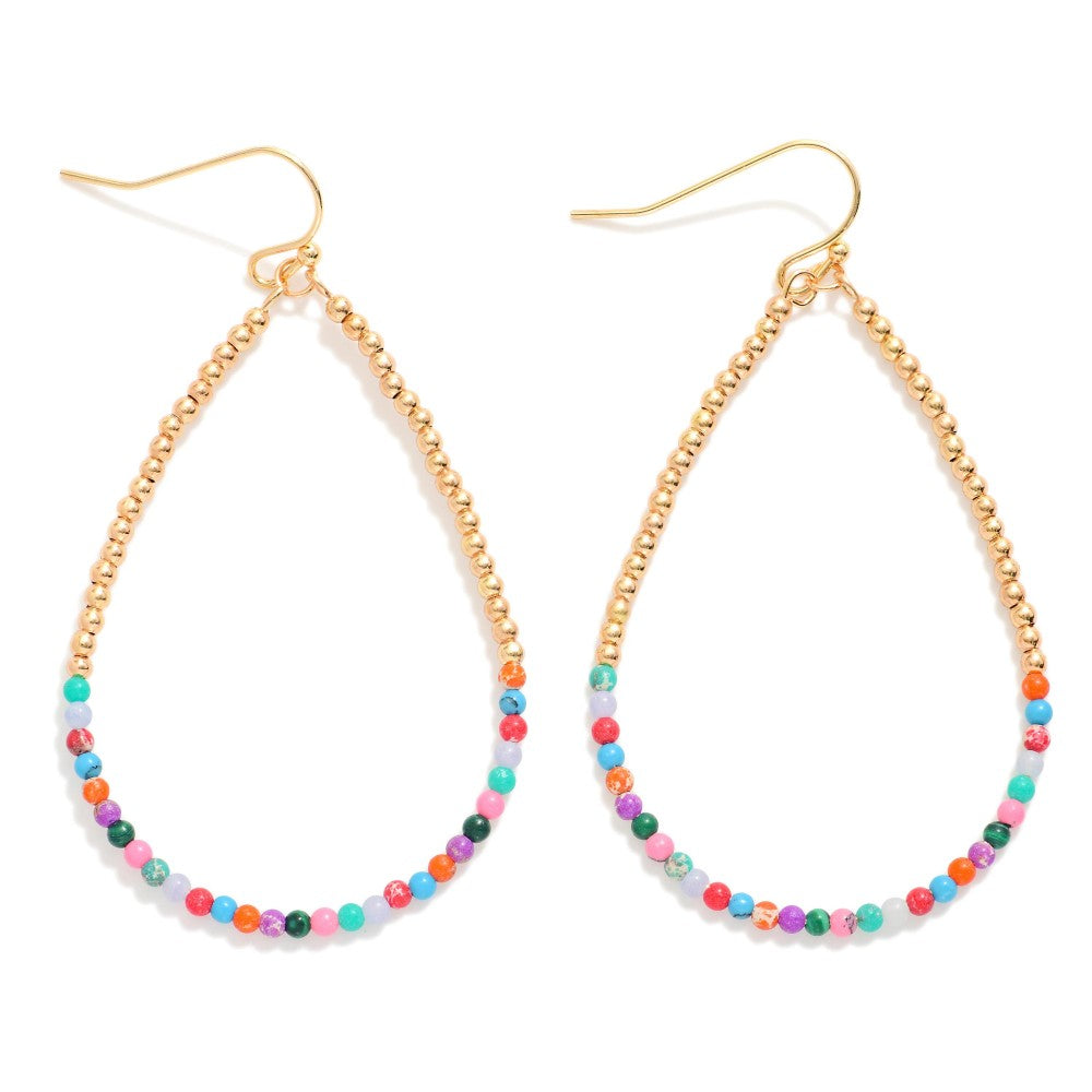 Beaded Teardrop Earrings - Rainbow - Lace and Grace Boutique