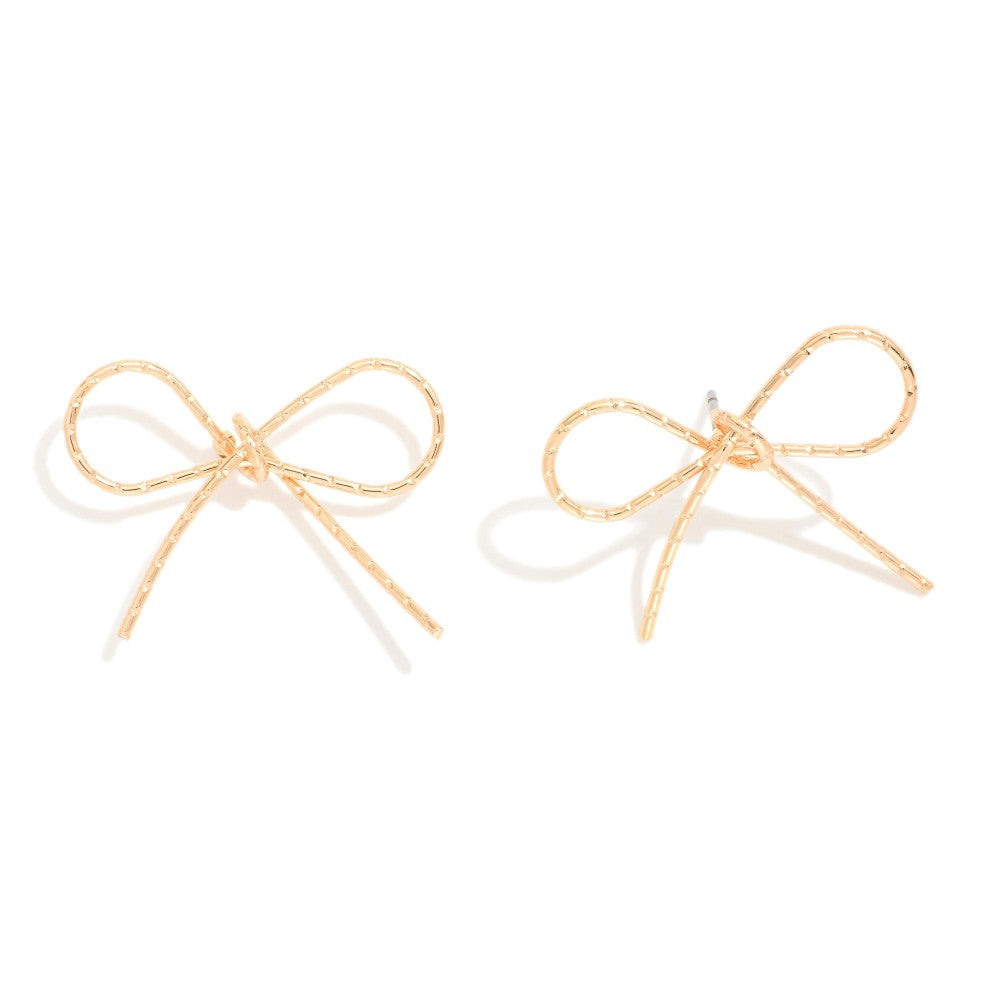 Textured Bow Drop Earrings - Lace and Grace Boutique