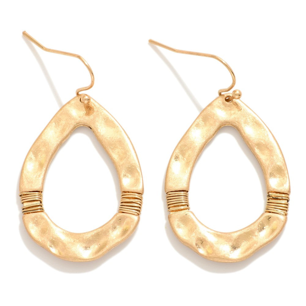 Wrapped Wire Hammered Teardrop Earrings - Lace and Grace Boutique