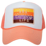 Camping Life Patch Foam Trucker Cap - Coral/White - Lace and Grace Boutique