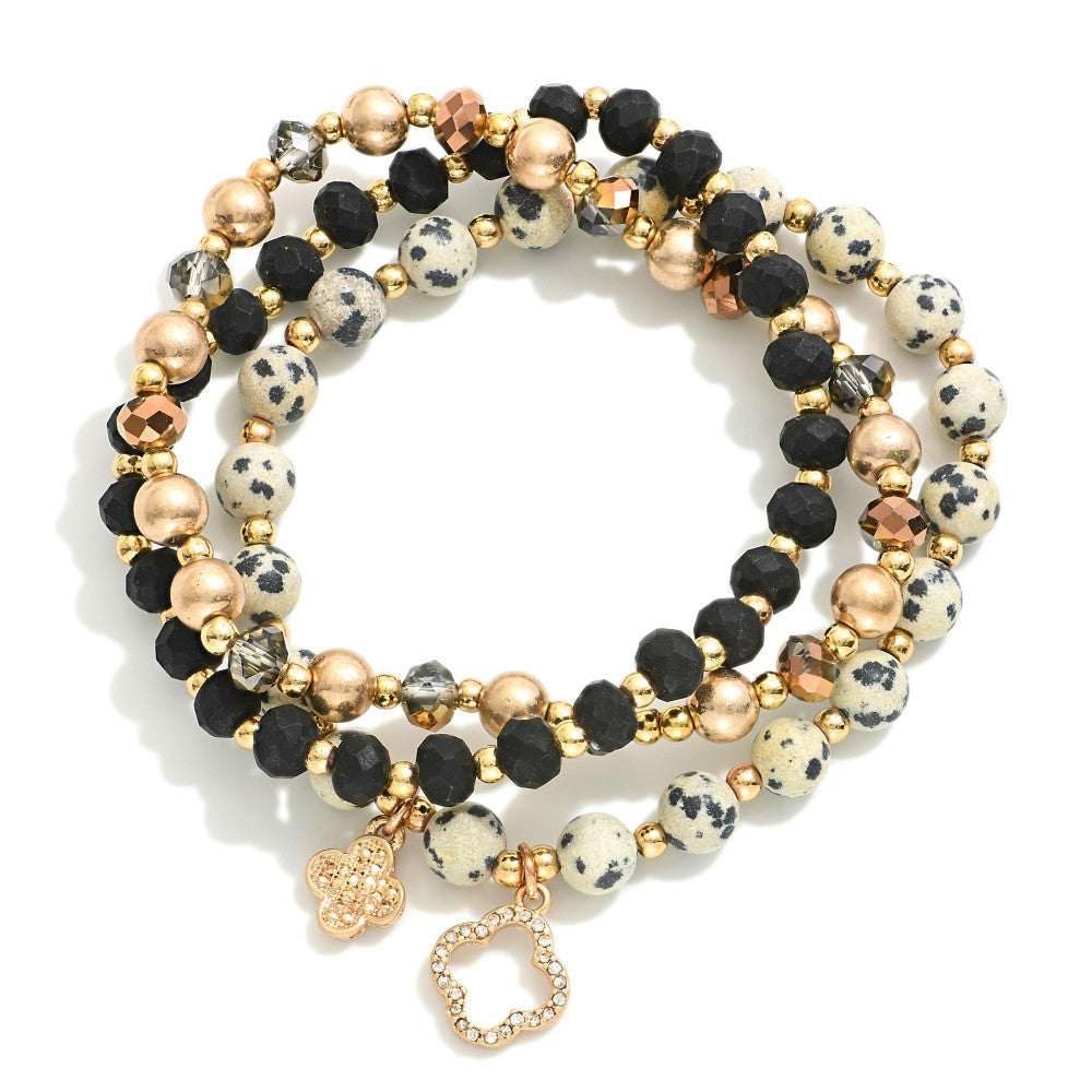 Beaded Stretch Bracelet Set - Dalmation - Lace and Grace Boutique