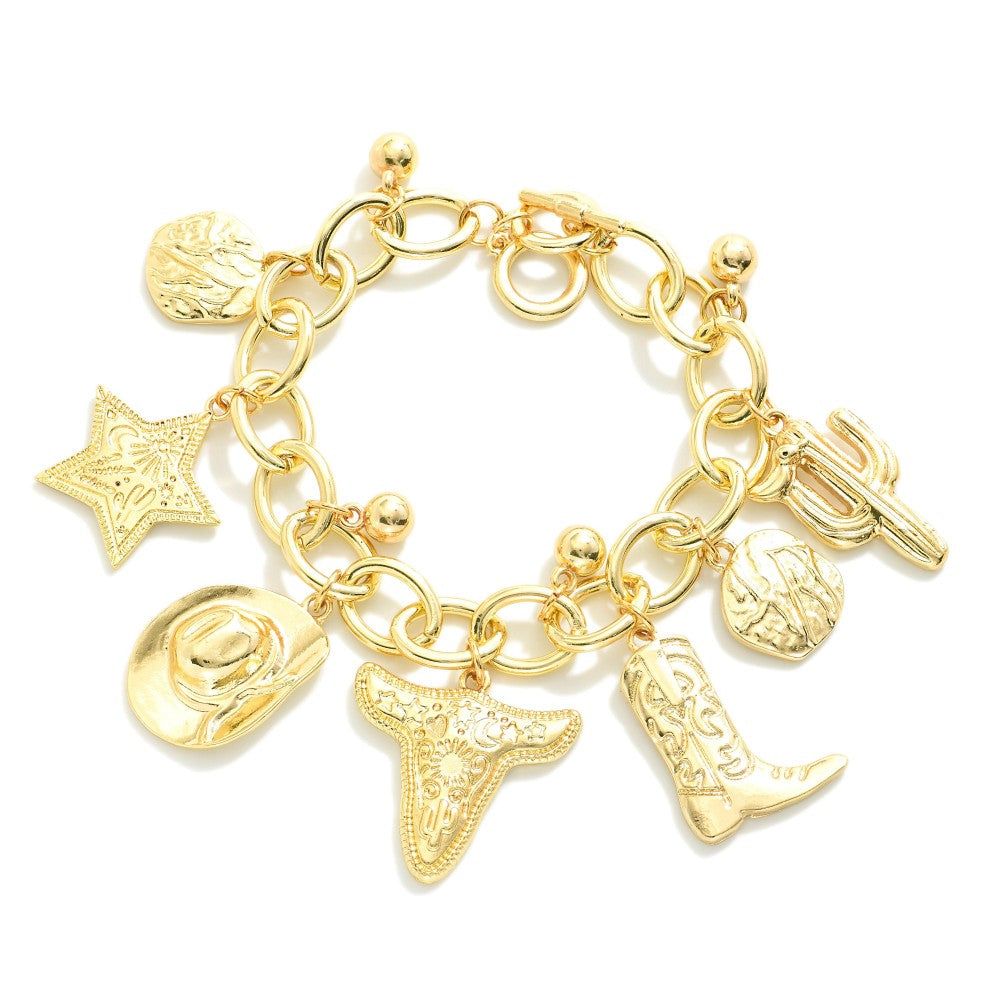 Western Charms Chain Link Bracelet - Lace and Grace Boutique