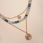 Multi Layered Beaded Clover Charm Necklace - Lace and Grace Boutique