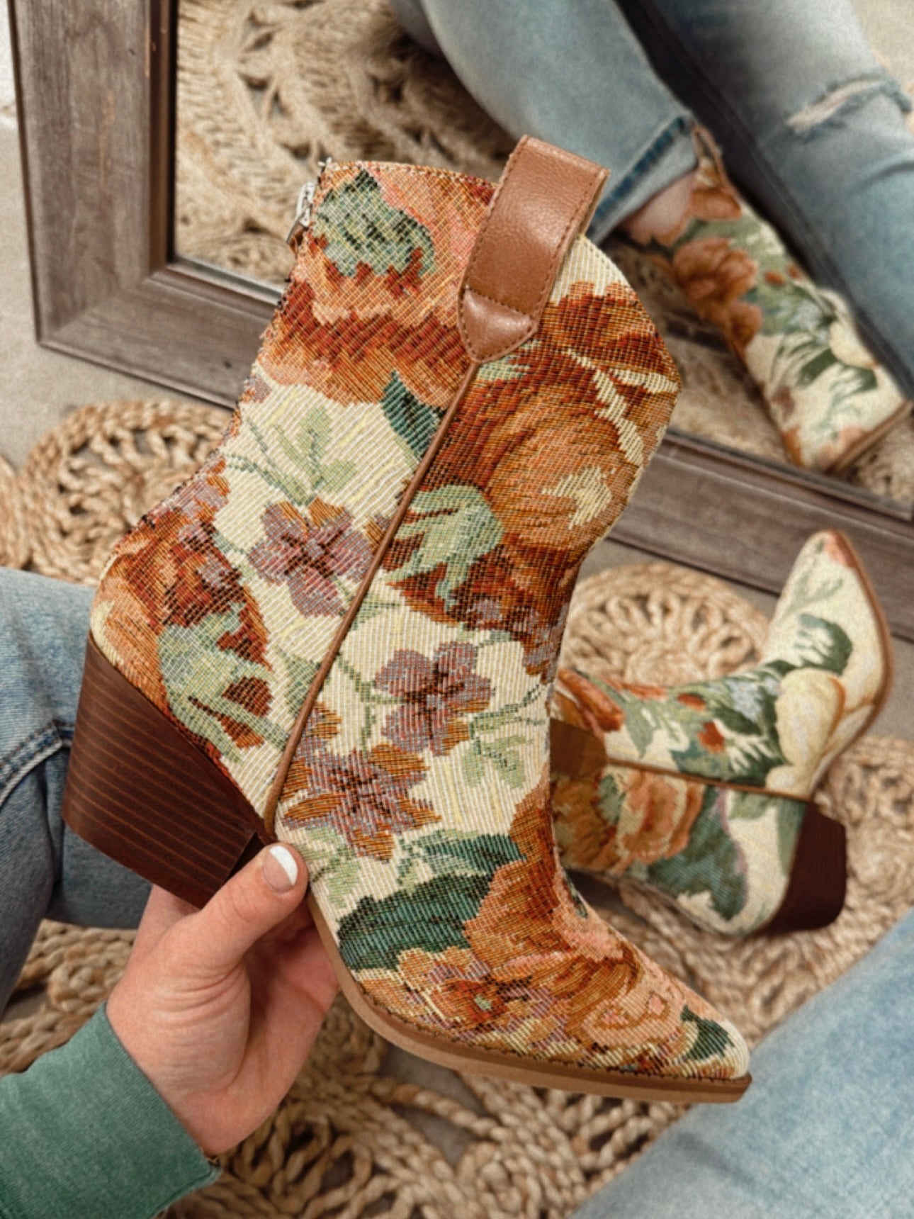The Kaiya Floral Vintage Western Boot - Lace and Grace Boutique