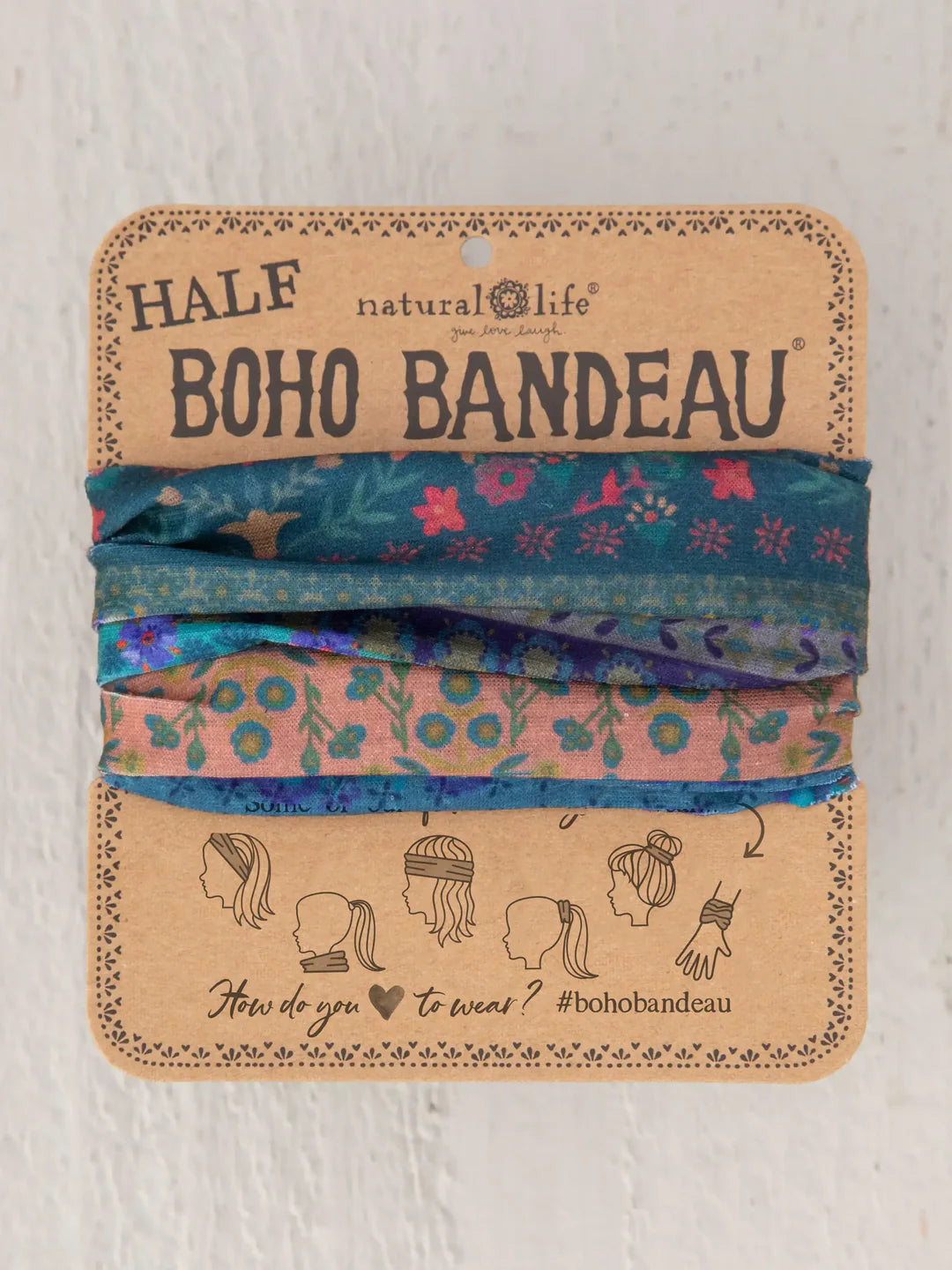 Natural Half Boho Bandeau - Folk Floral Border - Lace and Grace Boutique