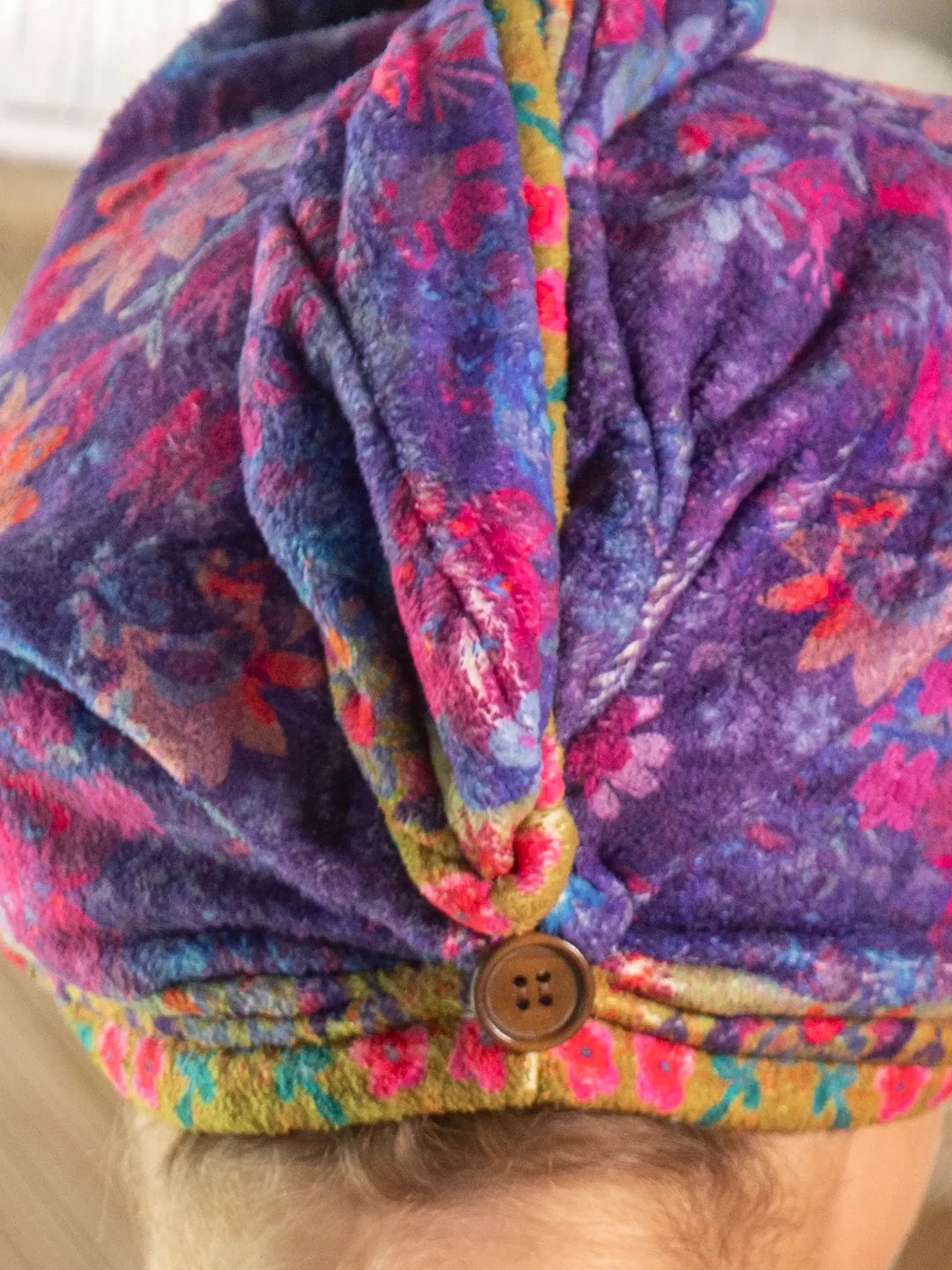 Natural Life Microfiber Hair Towel Wrap - Dark Floral Garden - Lace and Grace Boutique