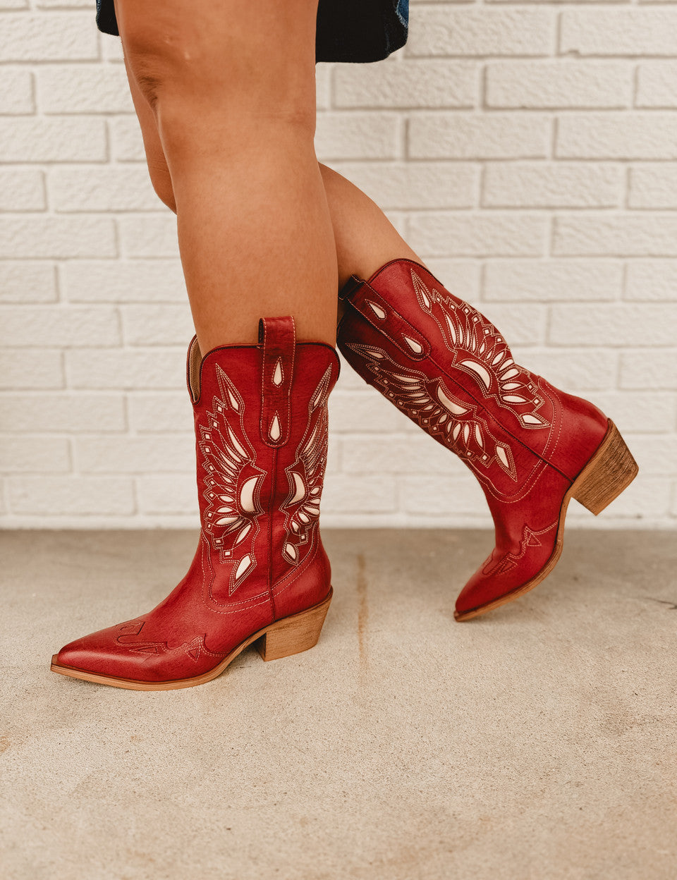Britney Cut Out Western Boots - Ruby - Lace and Grace Boutique