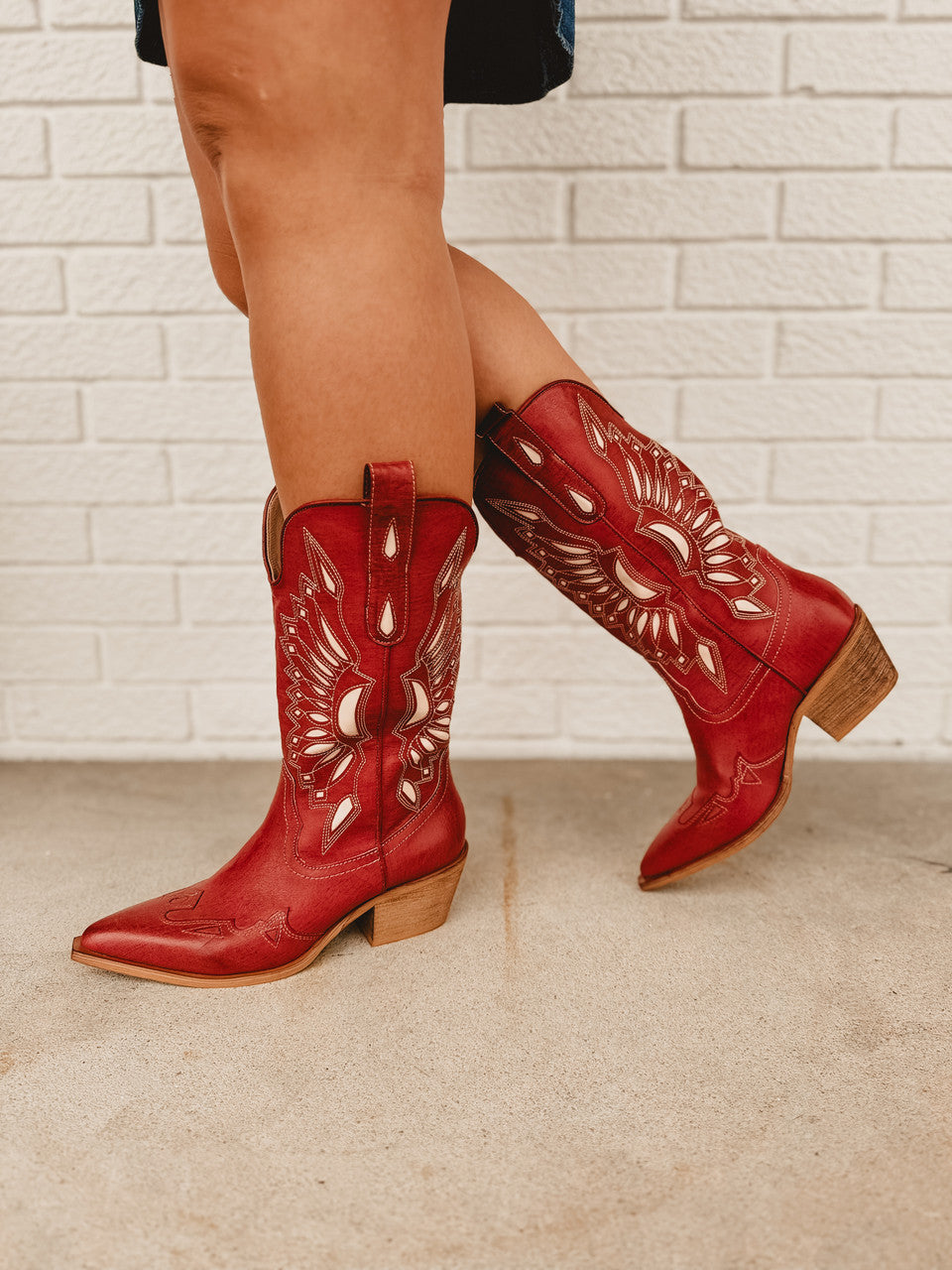 Britney Cut Out Western Boots - Ruby - Lace and Grace Boutique