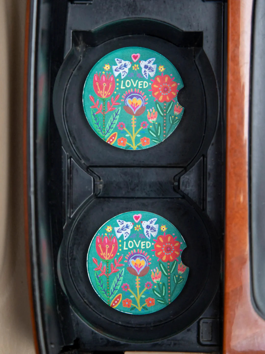Natural Life Car Coasters Set of 2 - Loved - Lace and Grace Boutique
