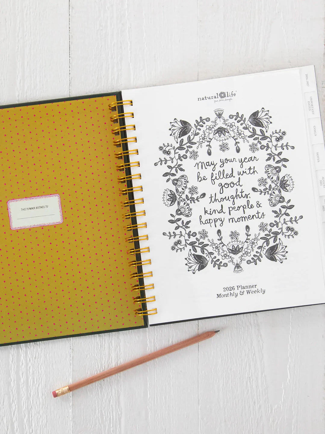 Natural Life 17 Month Planner, 2025-26 - Makes You Happy - Lace and Grace Boutique