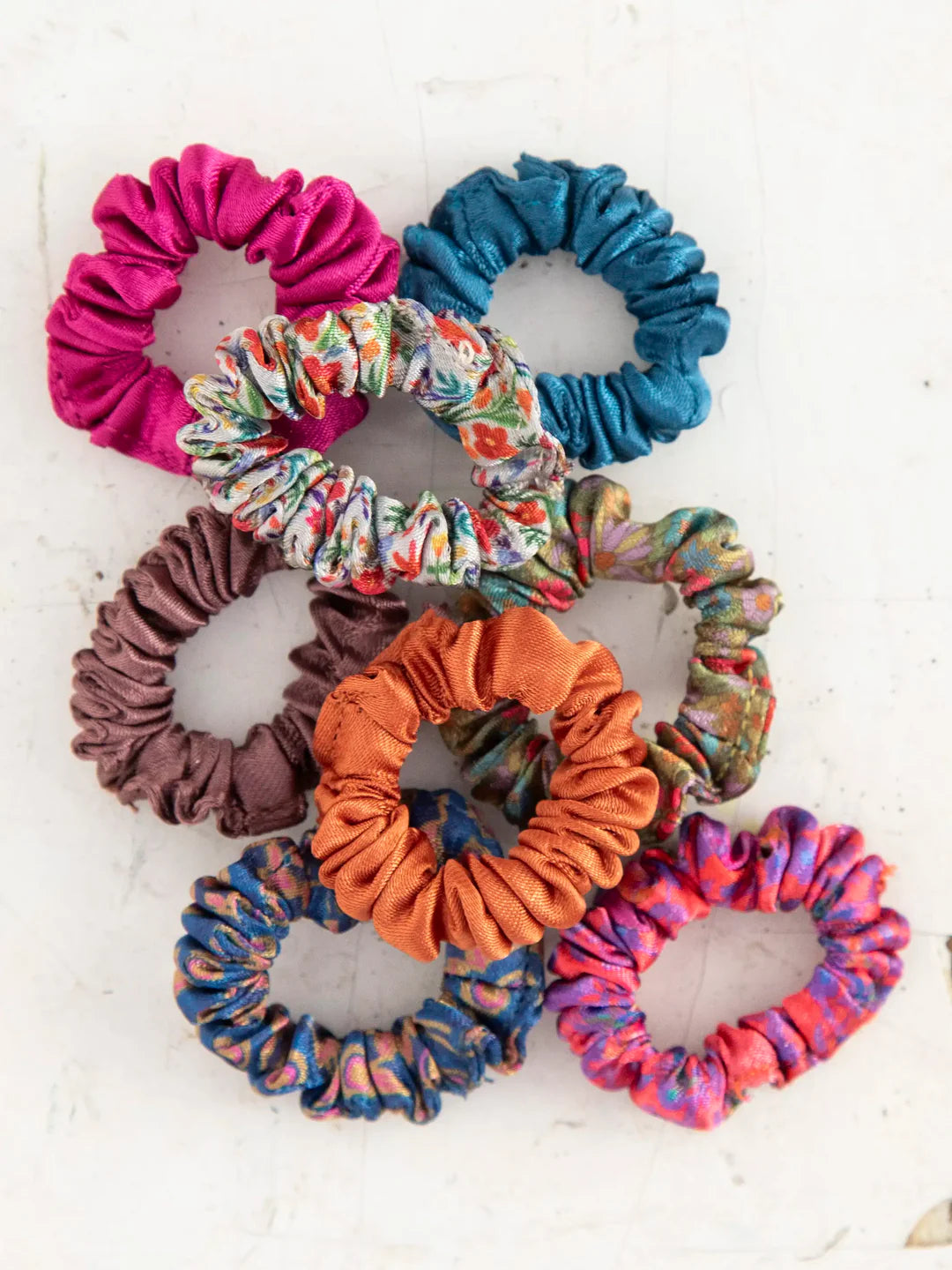 Natural Life Mini Satin Scrunchies, Set of 8 - Rainbow - Lace and Grace Boutique