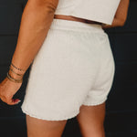 High Waisted Floral Embroidery Shorts - Natural - Lace and Grace Boutique