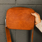 Checkered Crossbody Bag - Camel