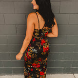 Midnight Floral Satin Two Piece Set - Black - Lace and Grace Boutique