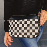 Checkered Crossbody Bag - Black