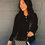 Checkered Crossbody Bag - Black