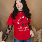 Shoot It To Me Straight Tee - Red - Lace and Grace Boutique