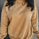 Oversized Acid Washed Fleece Pullover - Deep Camel