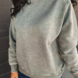 Acid Washed Fleece Crewneck Sweatshirt - Ash Jade