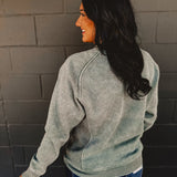 Acid Washed Fleece Crewneck Sweatshirt - Ash Jade