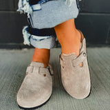Birkenstock Boston Shearling Suede Clog - Taupe
