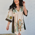Boho Embroidered Babydoll Dress - Sage - Lace and Grace Boutique