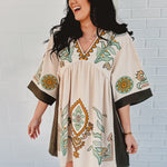 Boho Embroidered Babydoll Dress - Sage - Lace and Grace Boutique