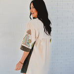 Boho Embroidered Babydoll Dress - Sage - Lace and Grace Boutique