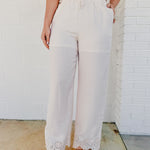 Eyelet Trim Top & Pant Set - Natural - Lace and Grace Boutique