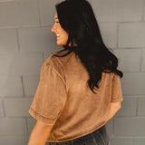 Cowboy Leopard Graphic Boyfriend Tee - Dark Brown - Lace and Grace Boutique